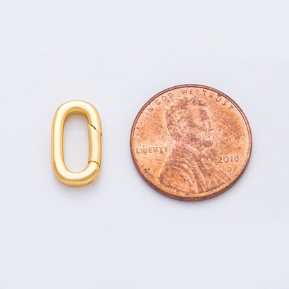 18K Gold Filled 14mm Minimalist Oblong Oval Push Gate Clasp Closure Finding | Z1409