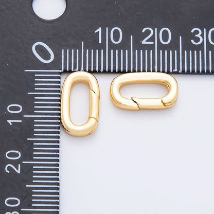18K Gold Filled 14mm Minimalist Oblong Oval Push Gate Clasp Closure Finding | Z1409