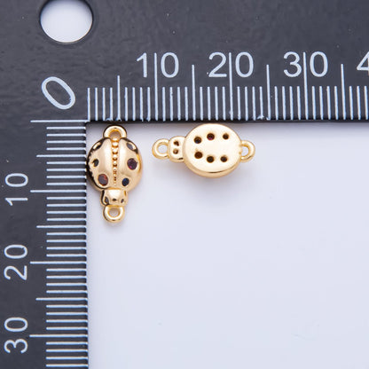 18K Gold Filled 14mm Multicolor Round CZ Lady Bug Charm Connector | Y-049