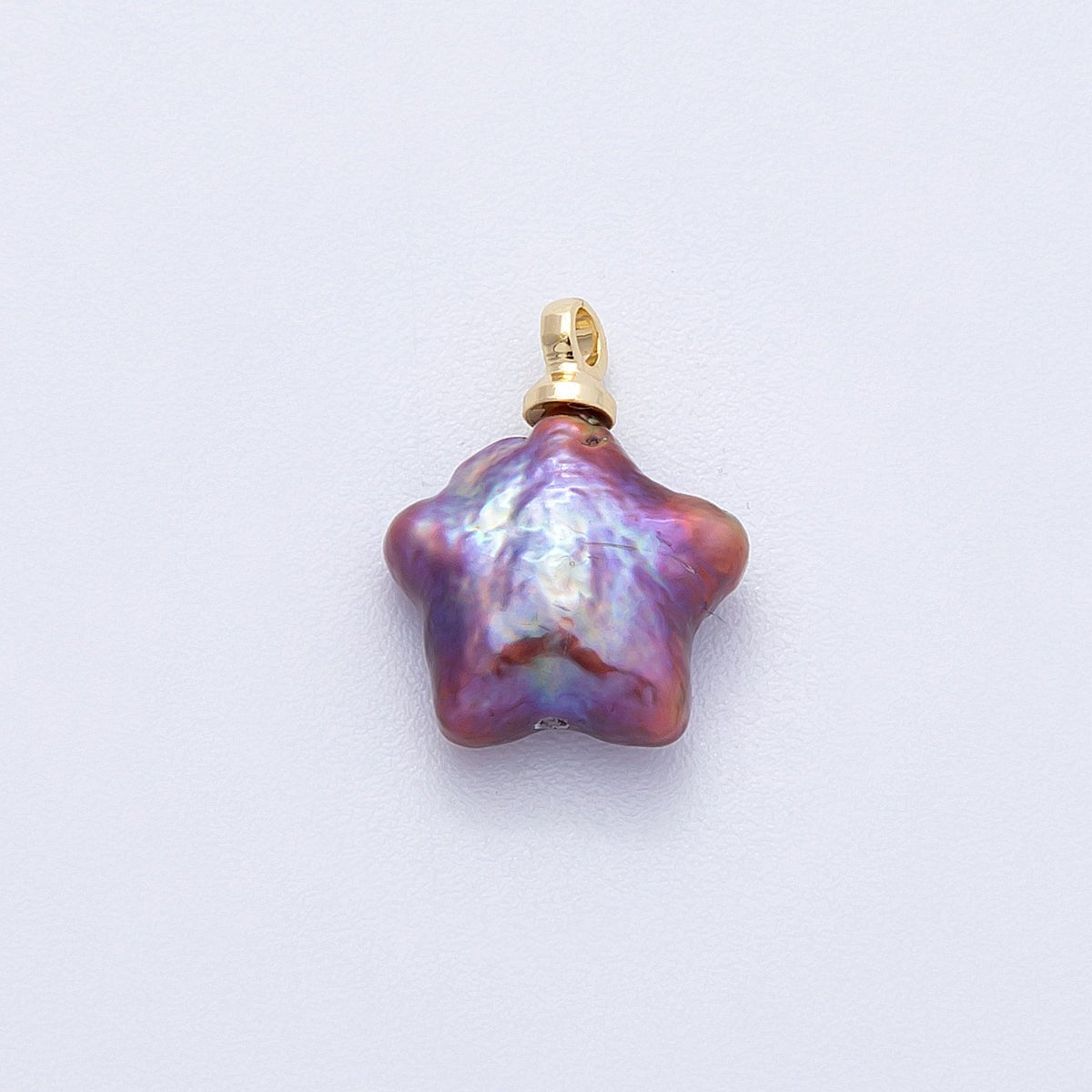 18K Gold Filled 14mm Purple Baroque Freshwater Pearl Celestial Star Charm | Charms-00477