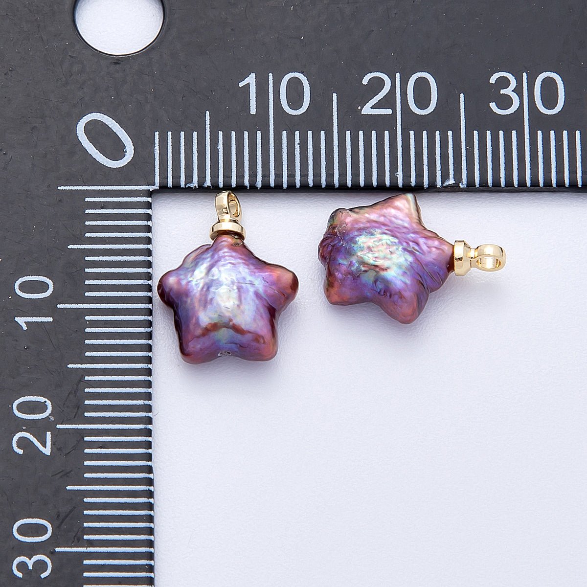 18K Gold Filled 14mm Purple Baroque Freshwater Pearl Celestial Star Charm | Charms-00477