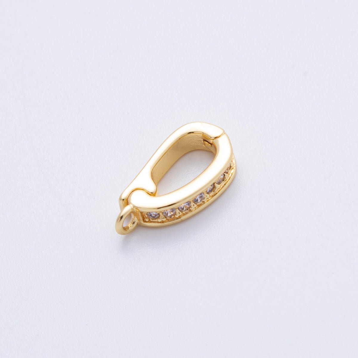 18K Gold Filled 14mm Push Gate Oval CZ Minimalist Finding in Gold &amp; Silver | Findings-00001 Findings-00002