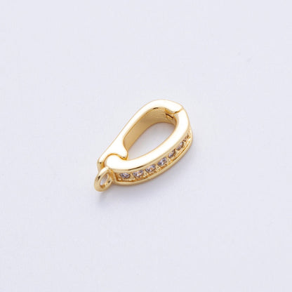18K Gold Filled 14mm Push Gate Oval CZ Minimalist Finding in Gold &amp; Silver | Findings-00001 Findings-00002