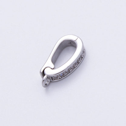 18K Gold Filled 14mm Push Gate Oval CZ Minimalist Finding in Gold &amp; Silver | Findings-00001 Findings-00002