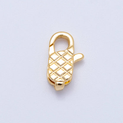 18K Gold Filled 14mm Quilted Lobster Clasp Closure | Findings-00128