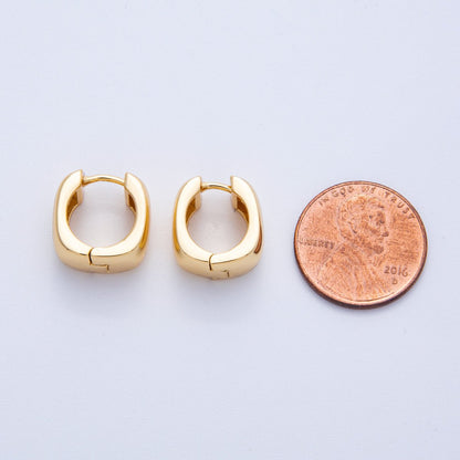 18K Gold Filled 14mm Wide Hammered Huggie Earrings | Earrings-00042