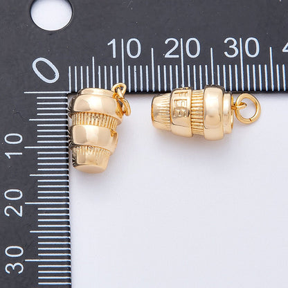 18K Gold Filled 15.5mm Coffee Cup Multidimensional 3D Charm | Charms-00340