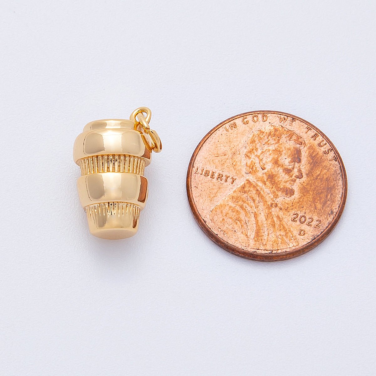 18K Gold Filled 15.5mm Coffee Cup Multidimensional 3D Charm | Charms-00340