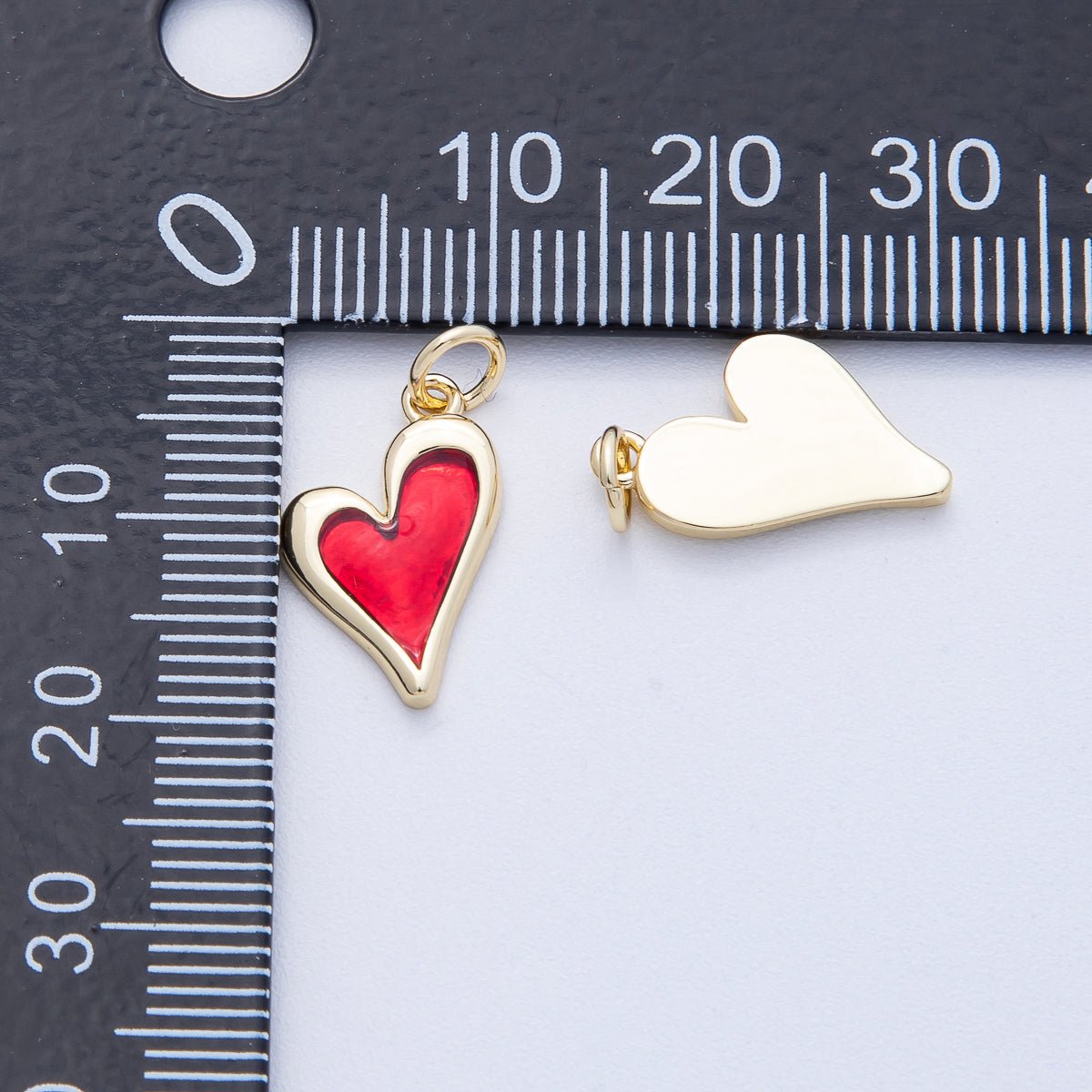 18K Gold Filled 15.8mm Red Bezel Heart Charm | AK117