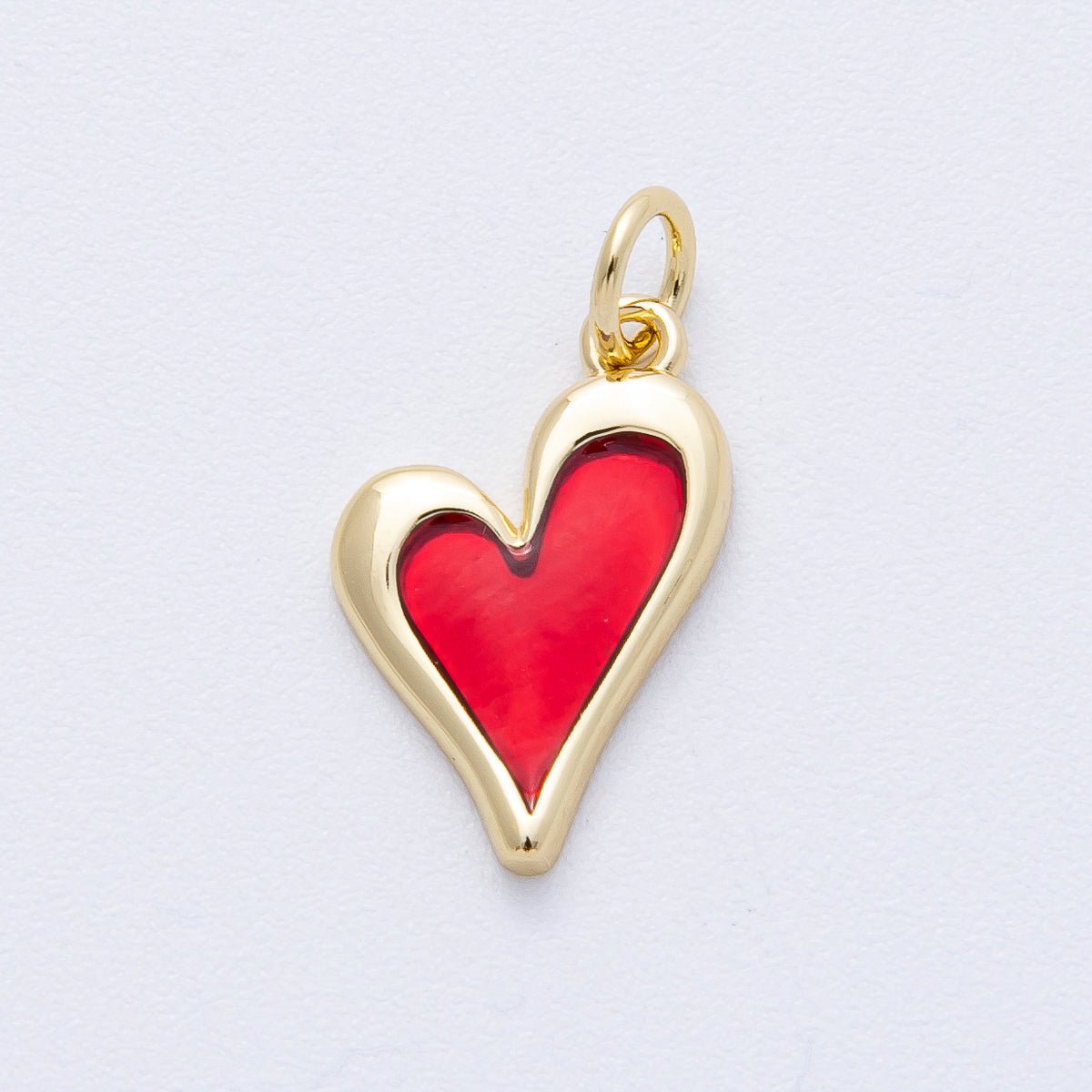 18K Gold Filled 15.8mm Red Bezel Heart Charm | AK117