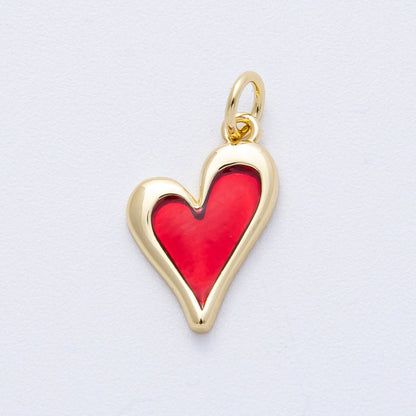 18K Gold Filled 15.8mm Red Bezel Heart Charm | AK117
