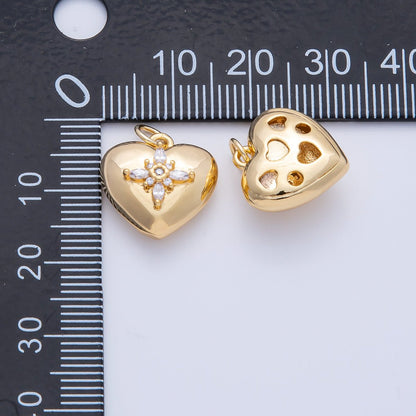 18K Gold Filled 15mm Marquise CZ Cross Starburst Chubby Heart Charm | Charms-00052