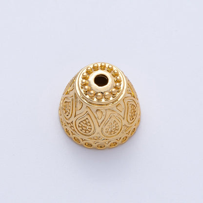 18K Gold Filled 15mm Geometric Beaded Cap Bead | Z1662