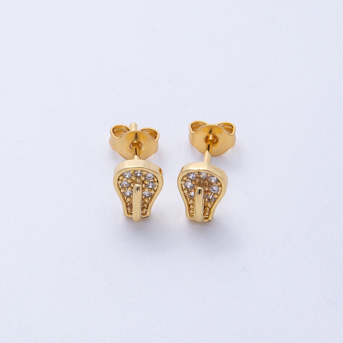 18K Gold Filled 15mm Micro Paved CZ Light Bulb Stud in Gold &amp;Silver | Earrings-00225 Earrings-00226