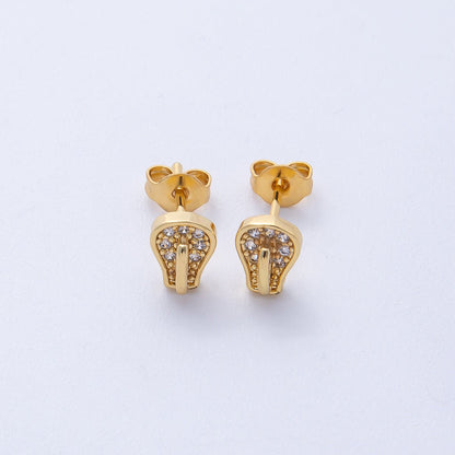 18K Gold Filled 15mm Micro Paved CZ Light Bulb Stud in Gold &amp;Silver | Earrings-00225 Earrings-00226