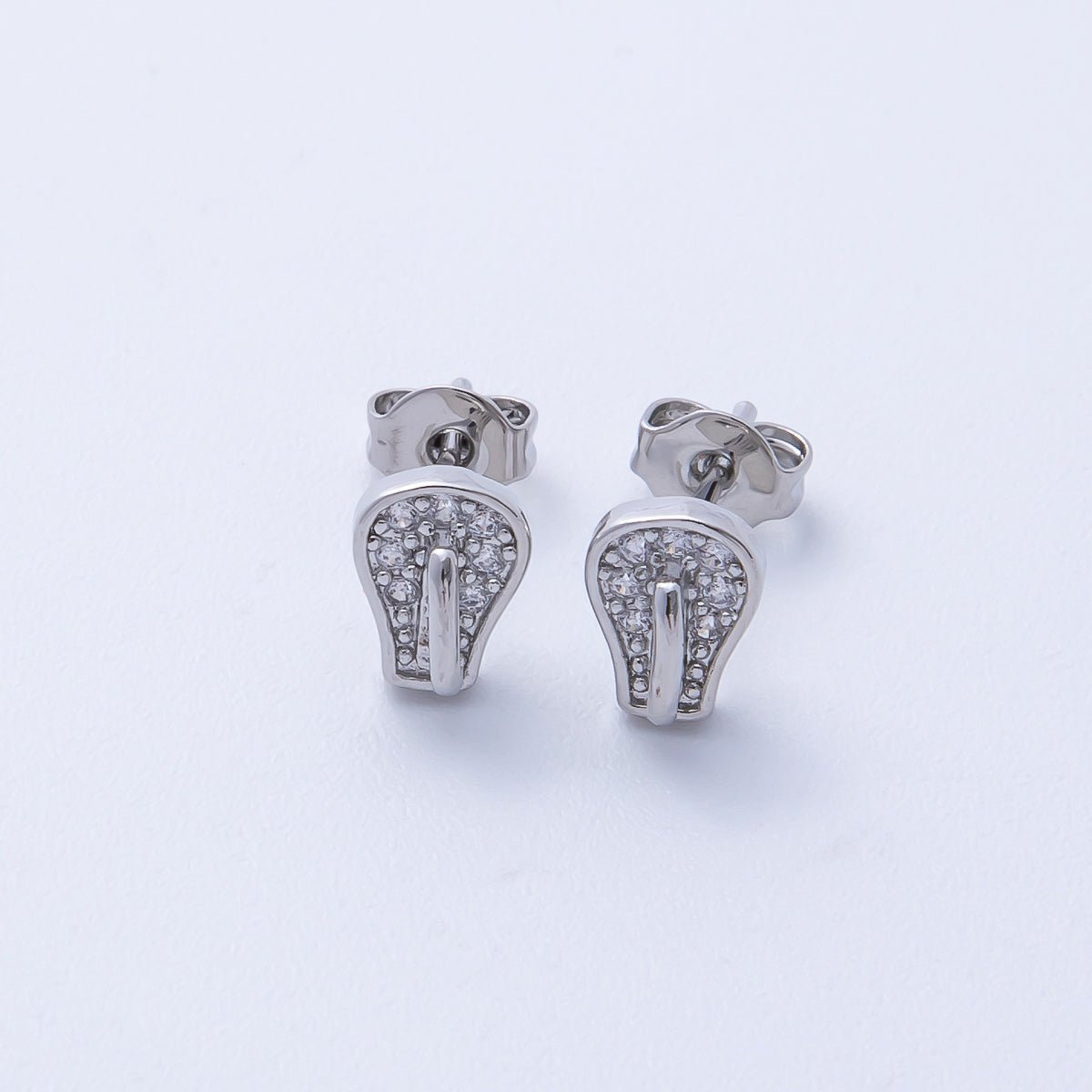 18K Gold Filled 15mm Micro Paved CZ Light Bulb Stud in Gold &amp;Silver | Earrings-00225 Earrings-00226