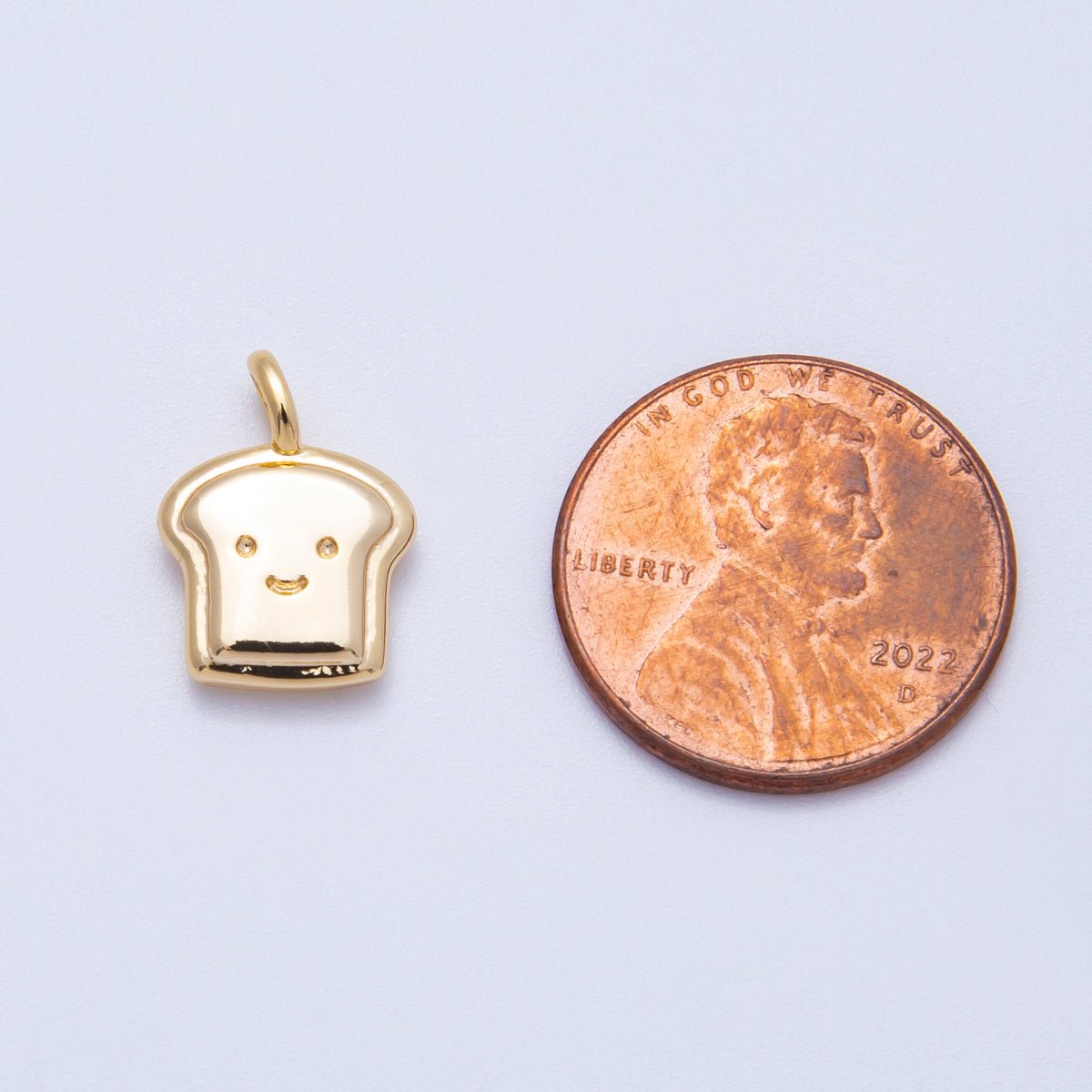 18K Gold Filled 15mm Mini Happy Toast Bread Charm | Charms-00424