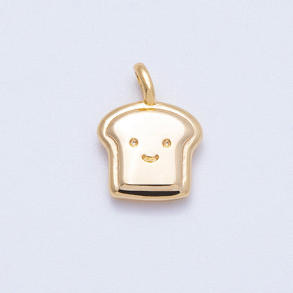 18K Gold Filled 15mm Mini Happy Toast Bread Charm | Charms-00424