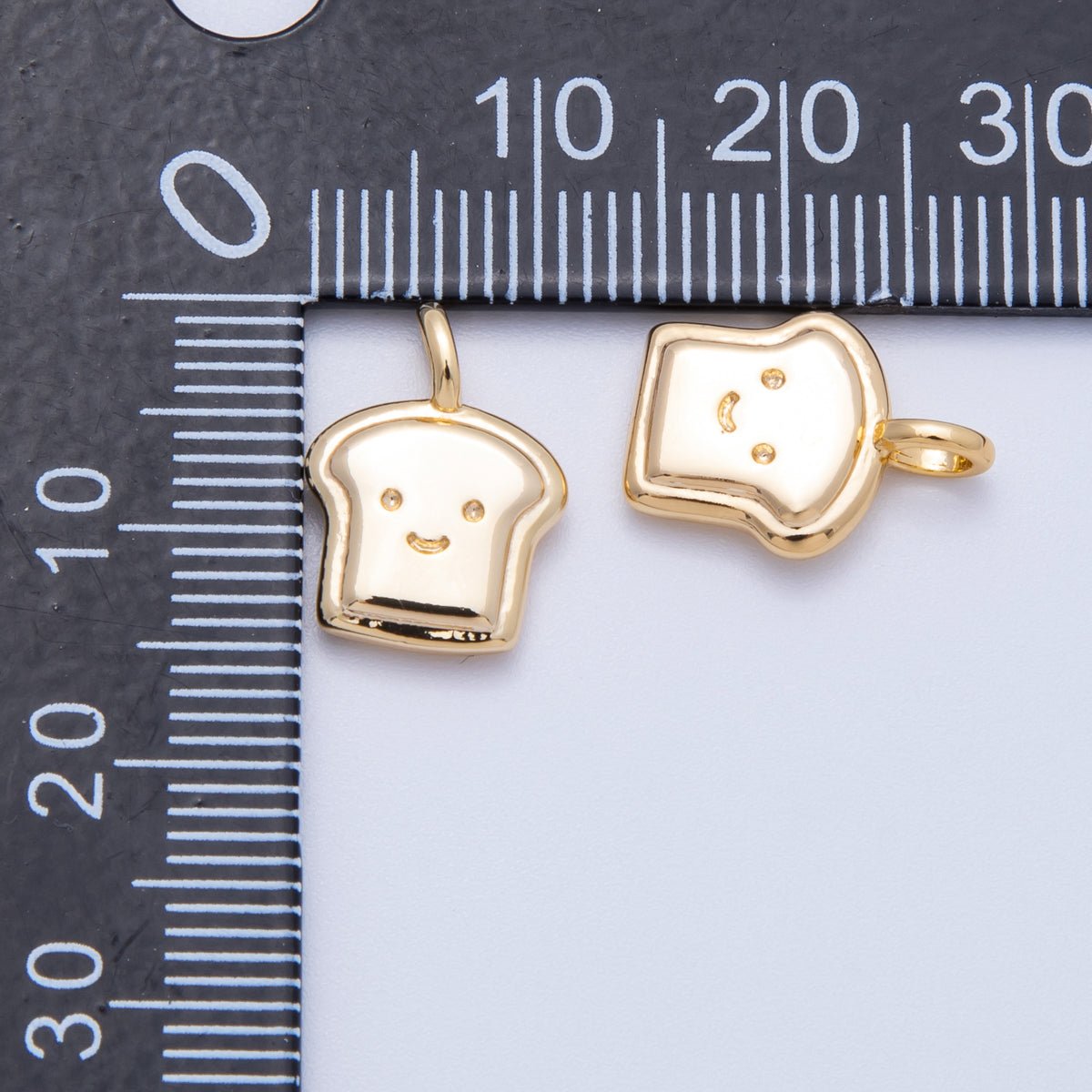 18K Gold Filled 15mm Mini Happy Toast Bread Charm | Charms-00424