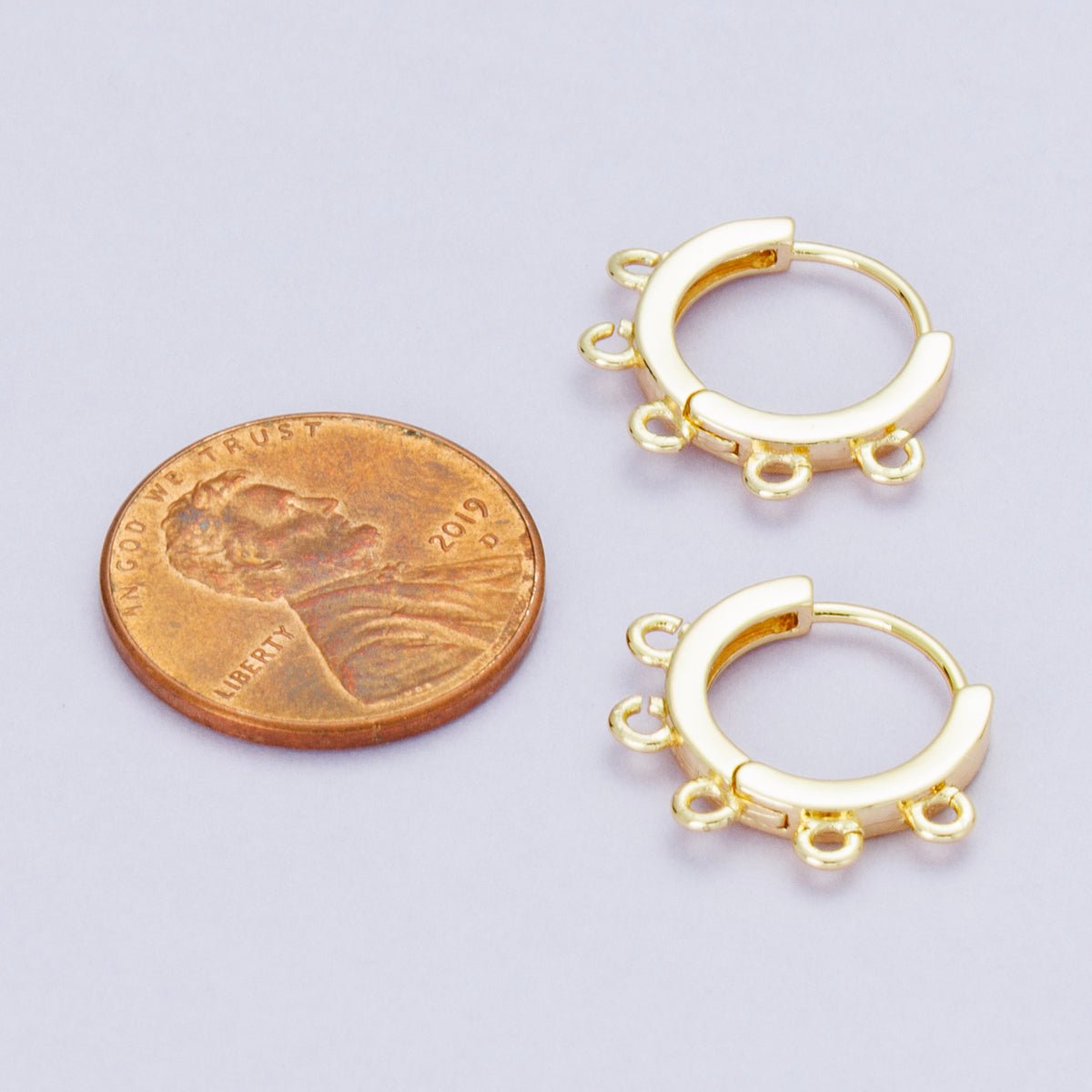 18K Gold Filled 15mm Minimalist Five Open Loop Drop Huggie Earring | Findings-00112