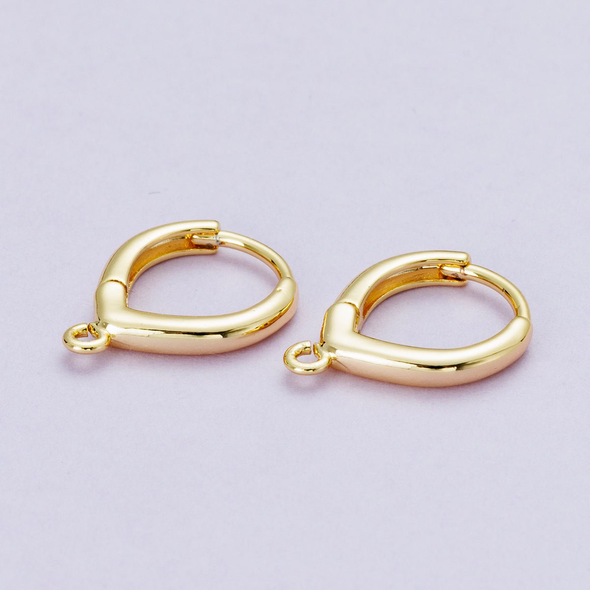 18K Gold Filled 15mm Minimalist Teardrop Open Loop Drop Huggie Earrings | Findings-00101