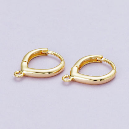 18K Gold Filled 15mm Minimalist Teardrop Open Loop Drop Huggie Earrings | Findings-00101