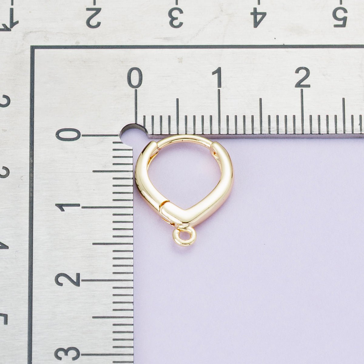 18K Gold Filled 15mm Minimalist Teardrop Open Loop Drop Huggie Earrings | Findings-00101