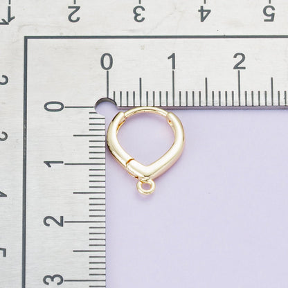18K Gold Filled 15mm Minimalist Teardrop Open Loop Drop Huggie Earrings | Findings-00101