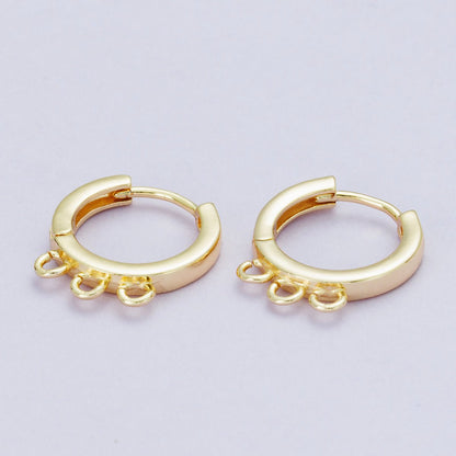 18K Gold Filled 15mm Minimalist Triple Open Loop Drop Huggie Earrings | Findings-00108
