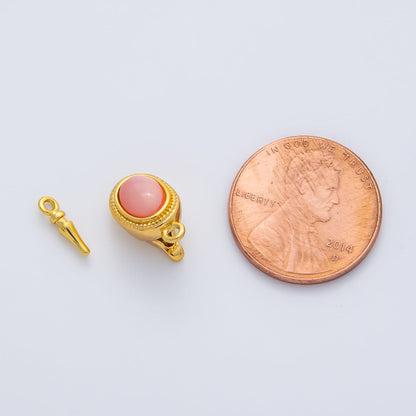 18K Gold Filled 15mm Red White Shell Pearl Oval Push In Clasp Closure Finding | Z1465