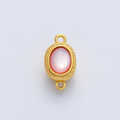 18K Gold Filled 15mm Red White Shell Pearl Oval Push In Clasp Closure Finding | Z1465