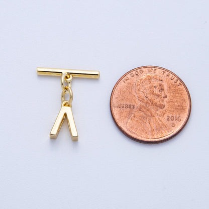 18K Gold Filled 15mm T-Bar with Letter Charm Toggle Clasps Closure Finding | Findings-00008-00009