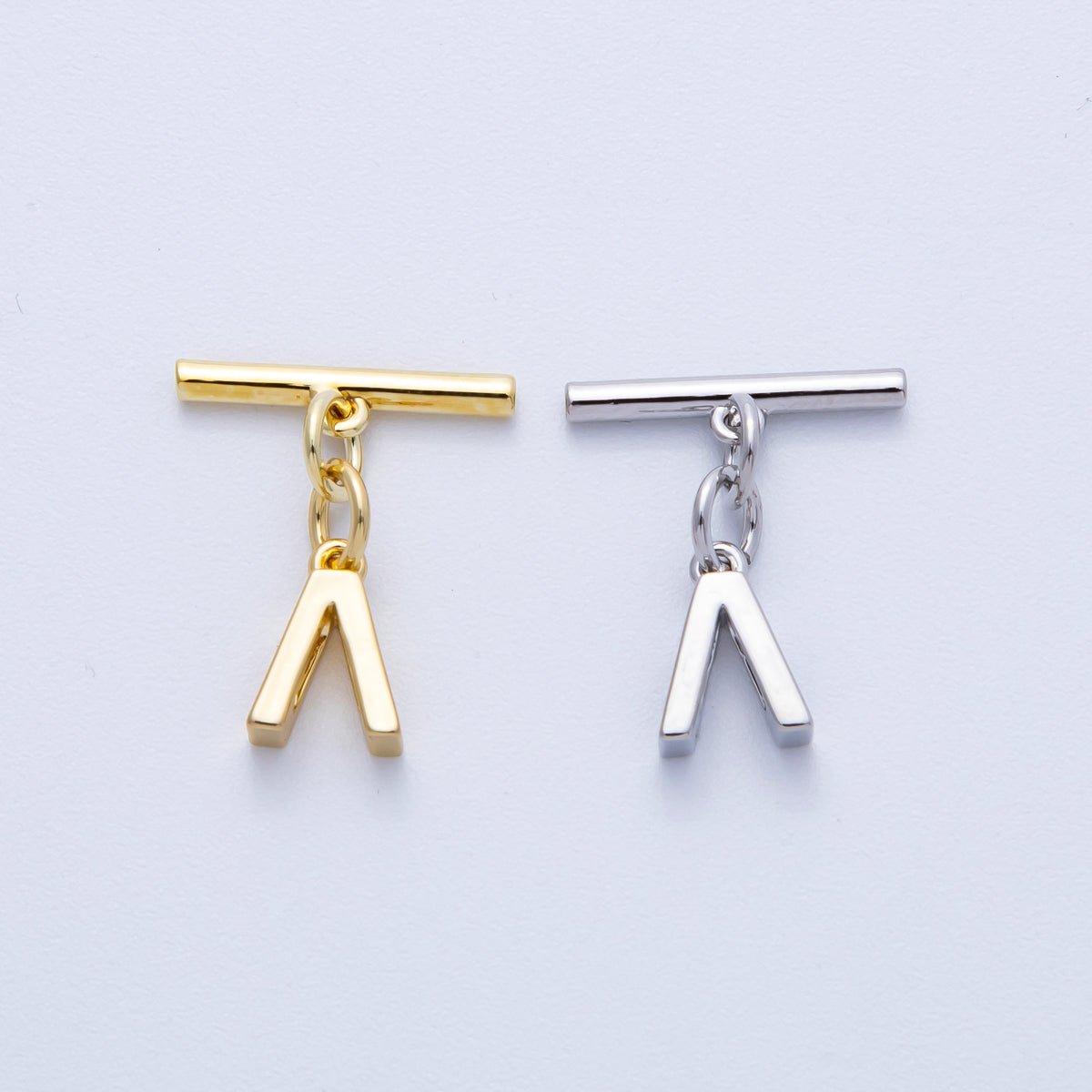 18K Gold Filled 15mm T-Bar with Letter Charm Toggle Clasps Closure Finding | Findings-00008-00009