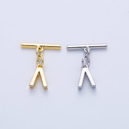 18K Gold Filled 15mm T-Bar with Letter Charm Toggle Clasps Closure Finding | Findings-00008-00009