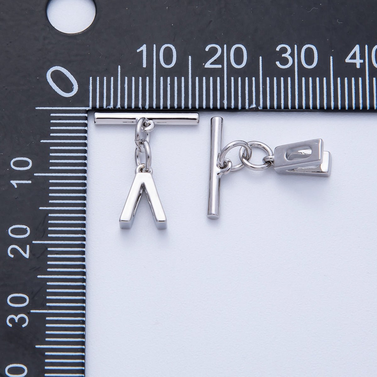 18K Gold Filled 15mm T-Bar with Letter Charm Toggle Clasps Closure Finding | Findings-00008-00009