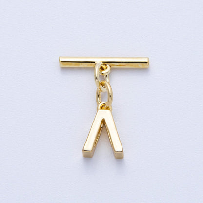 18K Gold Filled 15mm T-Bar with Letter Charm Toggle Clasps Closure Finding | Findings-00008-00009
