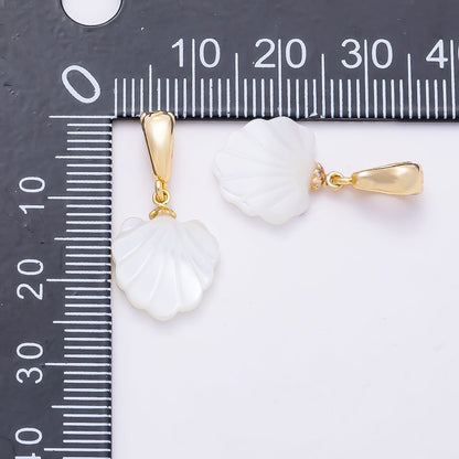 18K Gold Filled 15mm White Scallop Sea Shell Pearl Pendant | Charms-01410