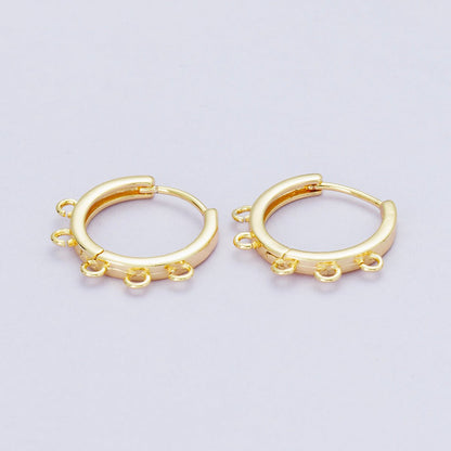 18K Gold Filled 16.5mm Minimalist Five Open Loop Drop Huggie Earring | Findings-00115