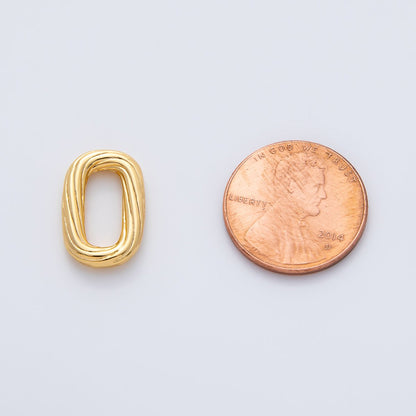 18K Gold Filled 16.5mm Ribbed Lined Oblong Rectangular Link Findings in Gold &amp; Silver | Z1412