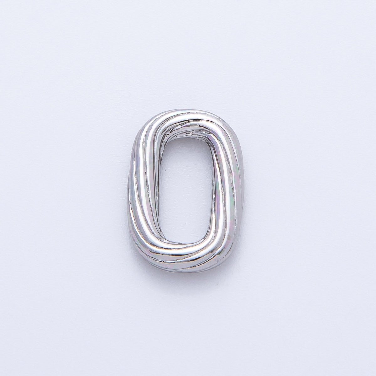 18K Gold Filled 16.5mm Ribbed Lined Oblong Rectangular Link Findings in Gold &amp; Silver | Z1412