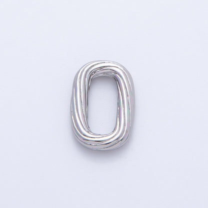 18K Gold Filled 16.5mm Ribbed Lined Oblong Rectangular Link Findings in Gold &amp; Silver | Z1412