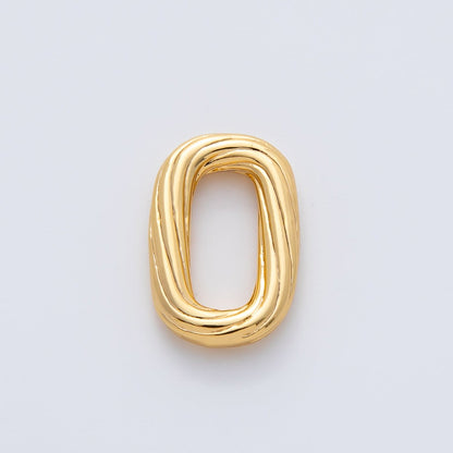 18K Gold Filled 16.5mm Ribbed Lined Oblong Rectangular Link Findings in Gold &amp; Silver | Z1412