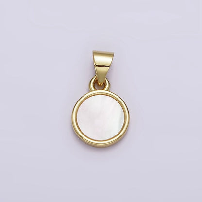 18K Gold Filled 16.5mm White Shell Pearl Round Circle Pendant | AA555