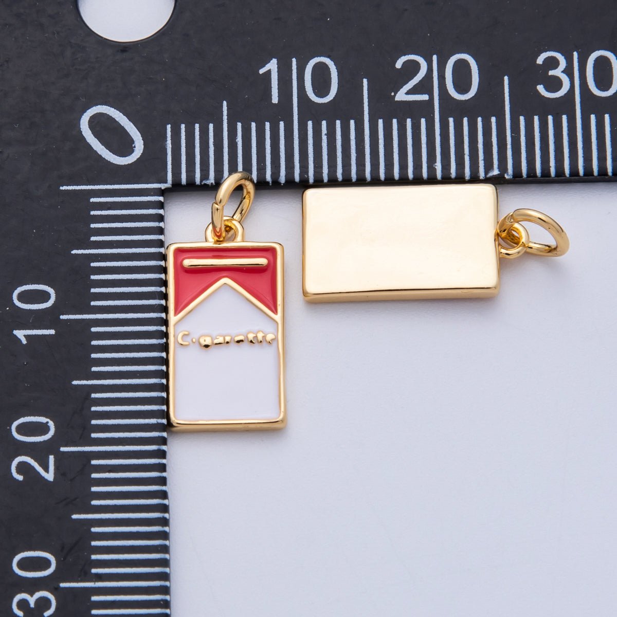 18K Gold Filled 16mm Cigarette Box Enamel Charm | Charms-00055