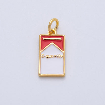 18K Gold Filled 16mm Cigarette Box Enamel Charm | Charms-00055