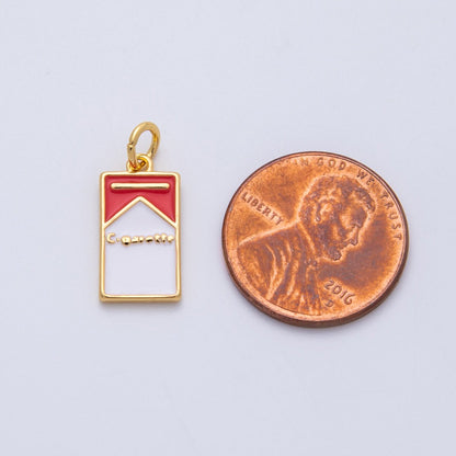 18K Gold Filled 16mm Cigarette Box Enamel Charm | Charms-00055
