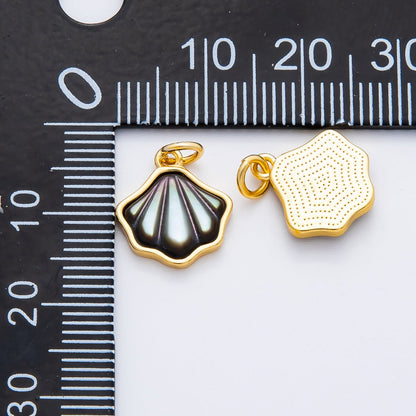 18K Gold Filled 16mm Abalone Gemstone Clam Shell Pearl Charm | AF1375