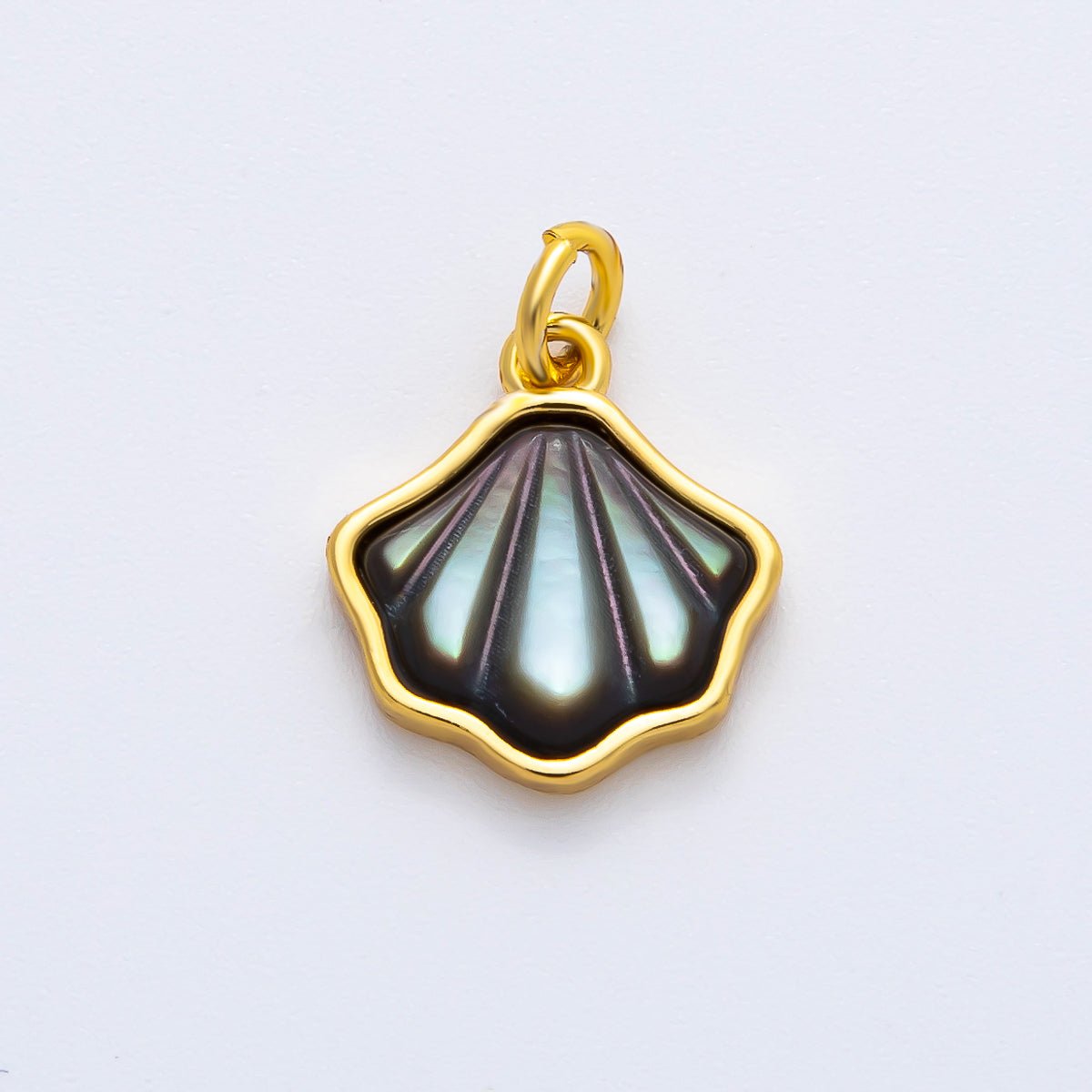18K Gold Filled 16mm Abalone Gemstone Clam Shell Pearl Charm | AF1375