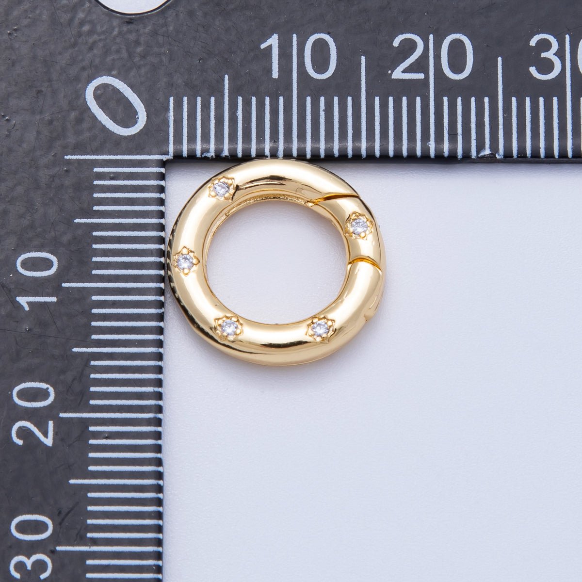 18K Gold Filled 16mm Clear CZ Dotted Round Push Gate Findings | Findings-00117