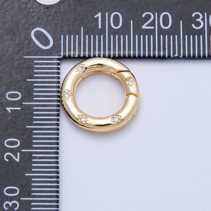 18K Gold Filled 16mm Clear CZ Dotted Round Push Gate Findings | Findings-00117